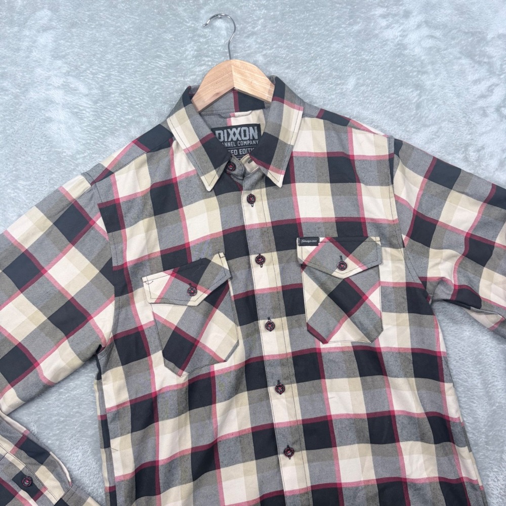 Dixxon Flannel Company Snap-on Shirt Mens Medium Tan Black Red Plaid Limited Ed
